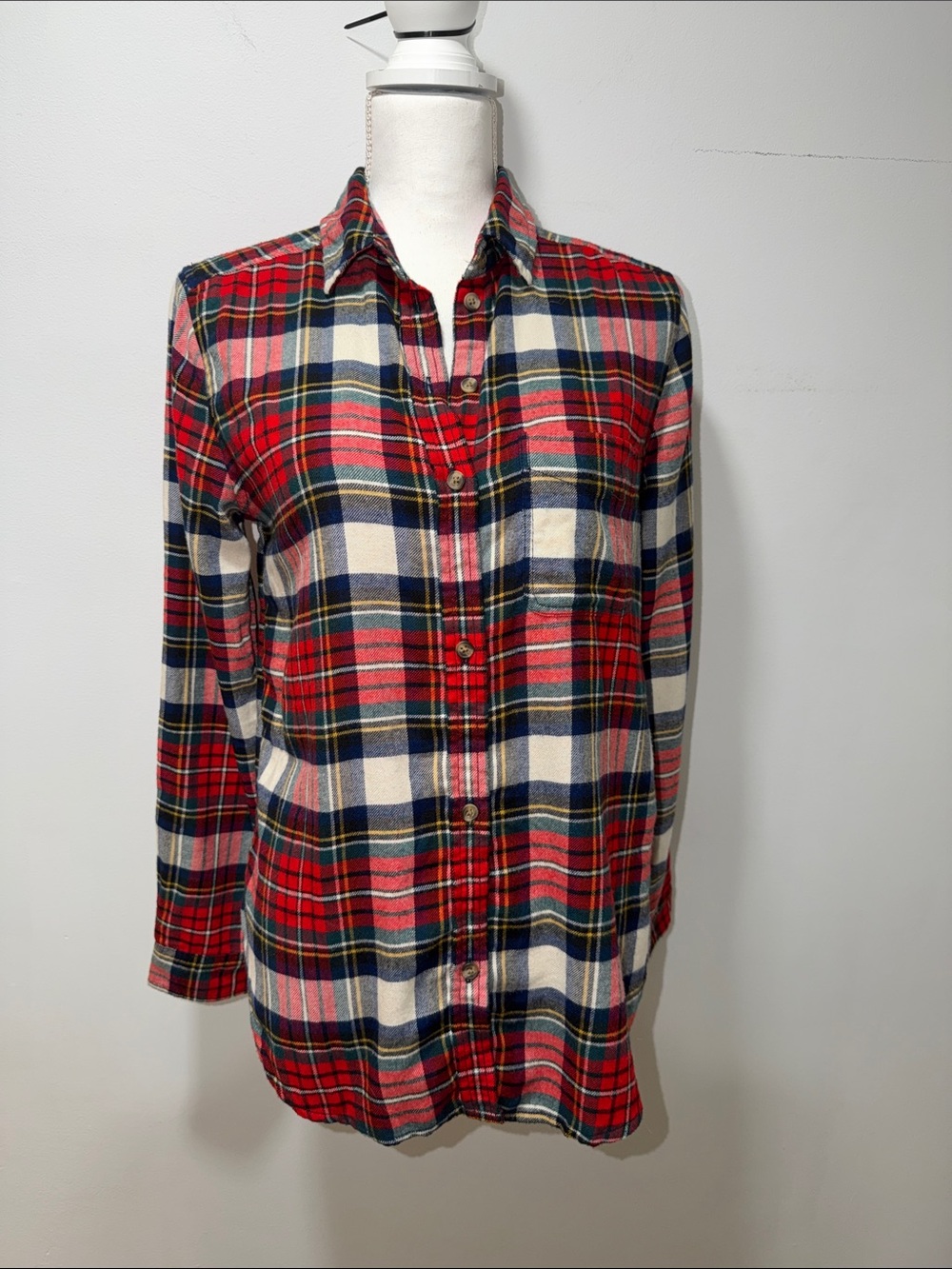 NWT American Eagle Women Boyfriend Fit Plaid Shirt Size S Equestrian Chore Ranch
